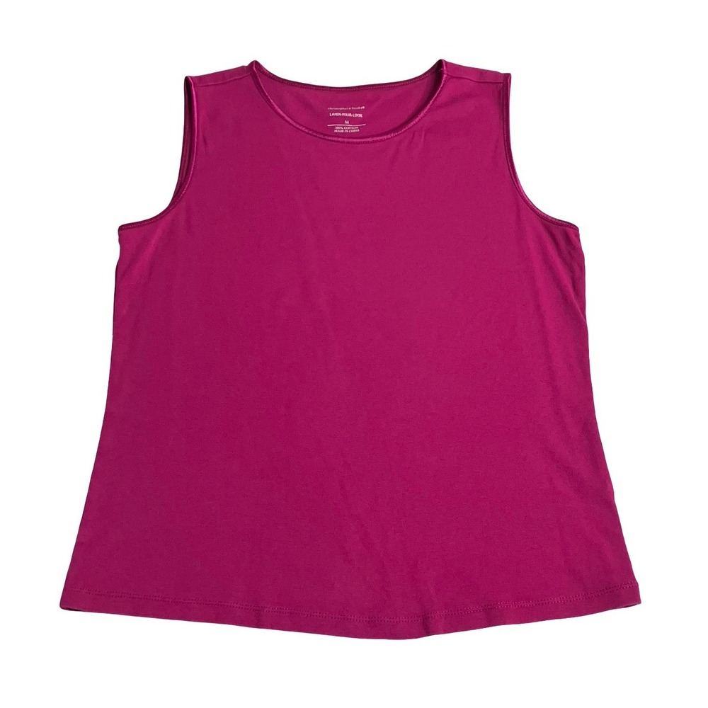 Christopher & Banks Layer Your Look Tank Top Womens‎ M Magenta Pink Cotton Basic